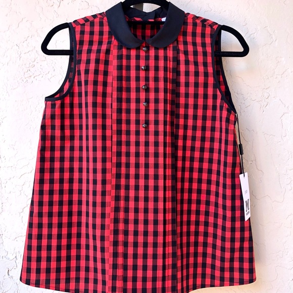 NWT Missoni Red and Black Scallop Collar Blouse - Picture 2 of 7